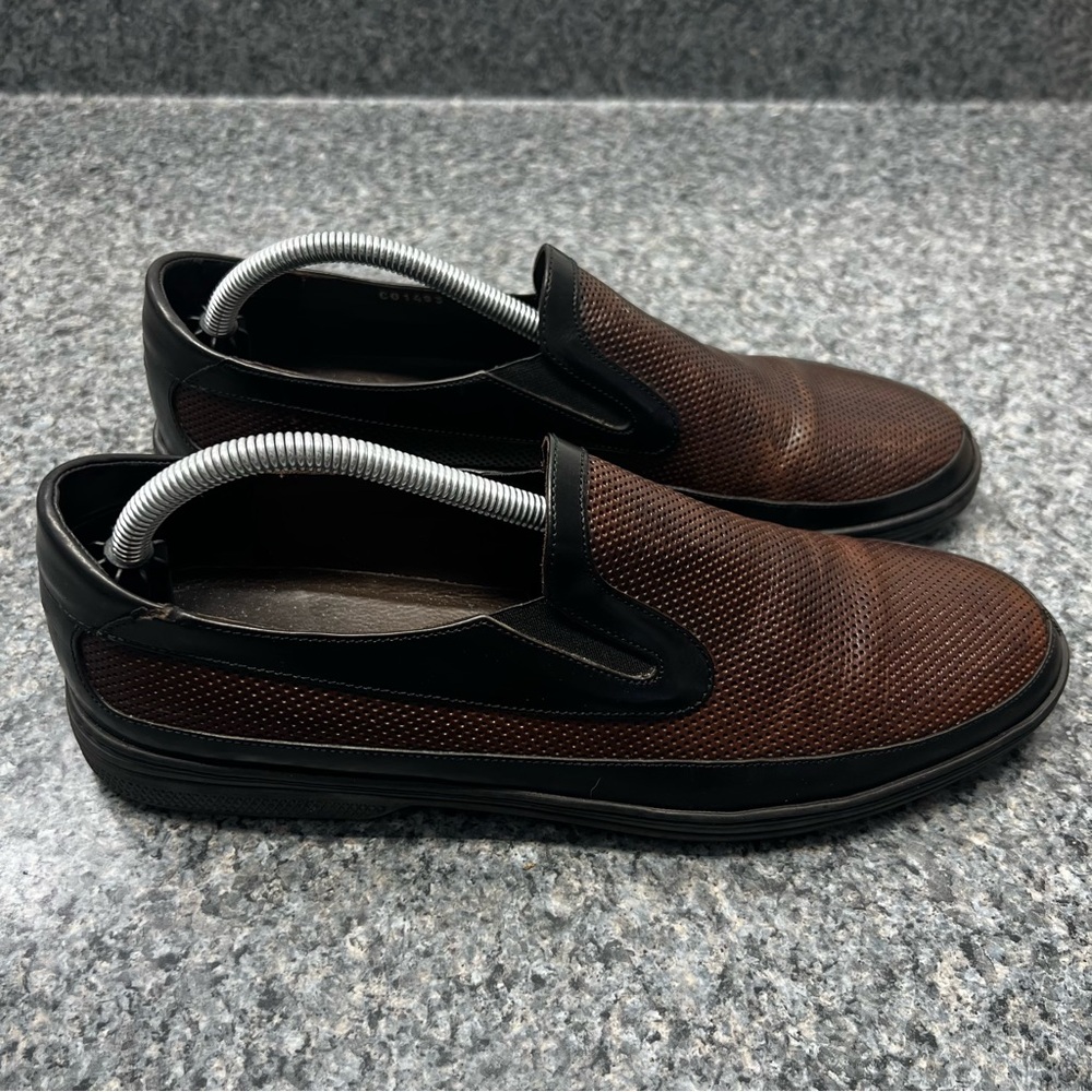 Bragano Italy Perforated Leather Slip On Loafers Shoes Brown | Men’s Size 9.5